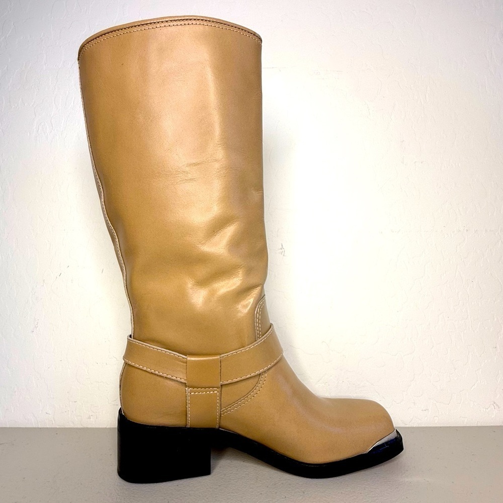 NEW Dolce Vita Evi Camel Leather Tall Harness Buckled Boots Women’s 7.5 - Picture 5 of 11